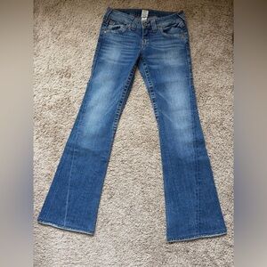 True Religion Blue Flare Jeans with Subtle Fading